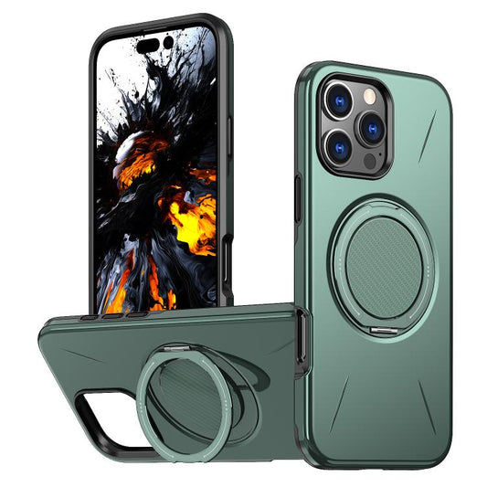 For iPhone 16 Pro Max Kalebol Magnetic MagSafe Rotation Holder PC Phone Case(Grey Green) - iPhone 16 Pro Max Cases by Kalebol | Online Shopping UK | buy2fix
