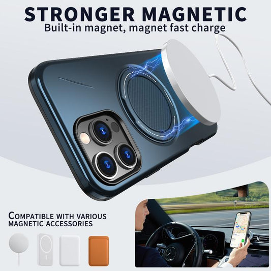 For iPhone 16 Pro Max Kalebol Magnetic MagSafe Rotation Holder PC Phone Case(Blue) - iPhone 16 Pro Max Cases by Kalebol | Online Shopping UK | buy2fix