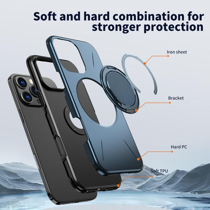For iPhone 16 Pro Max Kalebol Magnetic MagSafe Rotation Holder PC Phone Case(Blue) - iPhone 16 Pro Max Cases by Kalebol | Online Shopping UK | buy2fix