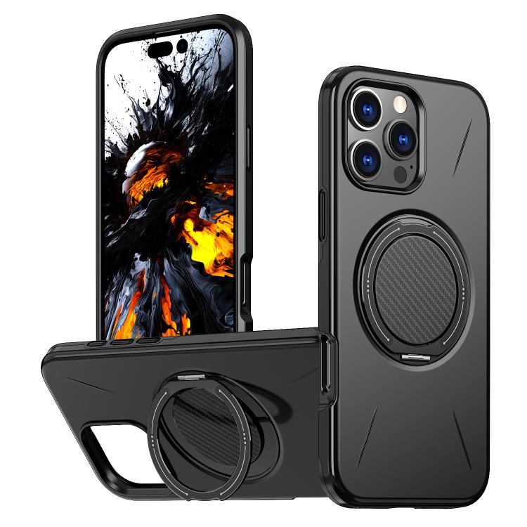 For iPhone 16 Pro Kalebol Magnetic MagSafe Rotation Holder PC Phone Case(Black) - iPhone 16 Pro Cases by Kalebol | Online Shopping UK | buy2fix