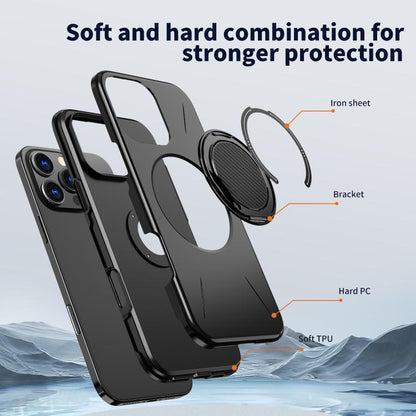 For iPhone 16 Pro Kalebol Magnetic MagSafe Rotation Holder PC Phone Case(Black) - iPhone 16 Pro Cases by Kalebol | Online Shopping UK | buy2fix