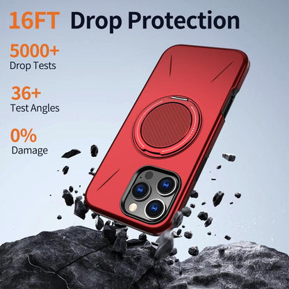 For iPhone 16 Pro Kalebol Magnetic MagSafe Rotation Holder PC Phone Case(Red) - iPhone 16 Pro Cases by Kalebol | Online Shopping UK | buy2fix