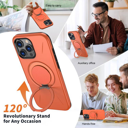 For iPhone 16 Pro Kalebol Magnetic MagSafe Rotation Holder PC Phone Case(Orange) - iPhone 16 Pro Cases by Kalebol | Online Shopping UK | buy2fix