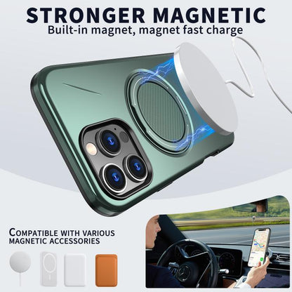 For iPhone 16 Pro Kalebol Magnetic MagSafe Rotation Holder PC Phone Case(Grey Green) - iPhone 16 Pro Cases by Kalebol | Online Shopping UK | buy2fix