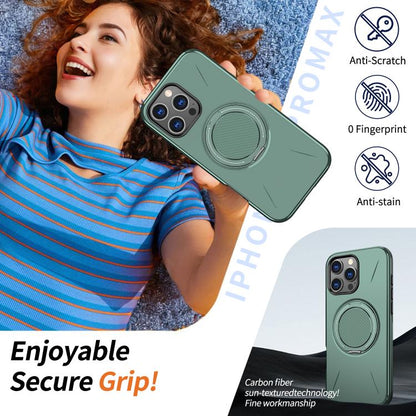 For iPhone 16 Pro Kalebol Magnetic MagSafe Rotation Holder PC Phone Case(Grey Green) - iPhone 16 Pro Cases by Kalebol | Online Shopping UK | buy2fix