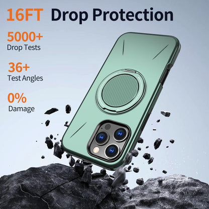 For iPhone 16 Pro Kalebol Magnetic MagSafe Rotation Holder PC Phone Case(Grey Green) - iPhone 16 Pro Cases by Kalebol | Online Shopping UK | buy2fix