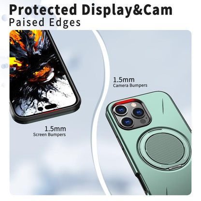 For iPhone 16 Pro Kalebol Magnetic MagSafe Rotation Holder PC Phone Case(Grey Green) - iPhone 16 Pro Cases by Kalebol | Online Shopping UK | buy2fix