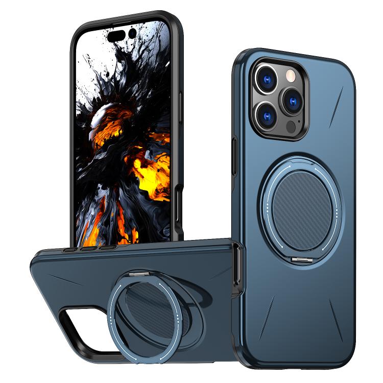 For iPhone 16 Pro Kalebol Magnetic MagSafe Rotation Holder PC Phone Case(Blue) - iPhone 16 Pro Cases by Kalebol | Online Shopping UK | buy2fix