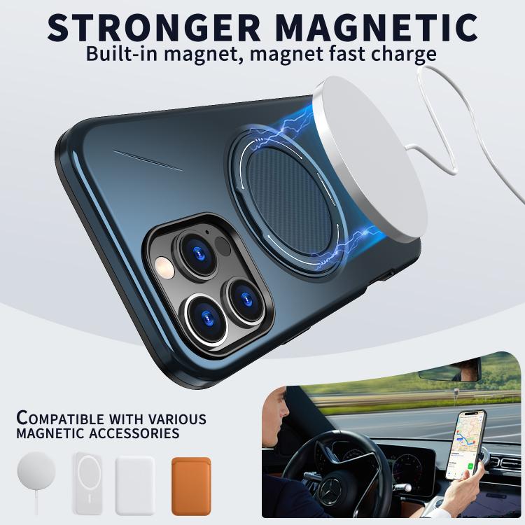For iPhone 16 Pro Kalebol Magnetic MagSafe Rotation Holder PC Phone Case(Blue) - iPhone 16 Pro Cases by Kalebol | Online Shopping UK | buy2fix