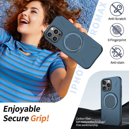 For iPhone 16 Pro Kalebol Magnetic MagSafe Rotation Holder PC Phone Case(Blue) - iPhone 16 Pro Cases by Kalebol | Online Shopping UK | buy2fix