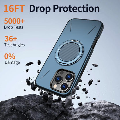 For iPhone 16 Pro Kalebol Magnetic MagSafe Rotation Holder PC Phone Case(Blue) - iPhone 16 Pro Cases by Kalebol | Online Shopping UK | buy2fix