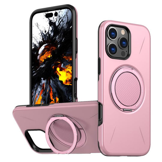For iPhone 16 Pro Kalebol Magnetic MagSafe Rotation Holder PC Phone Case(Pink)