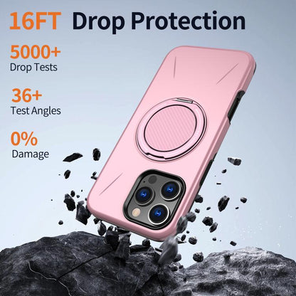 For iPhone 16 Pro Kalebol Magnetic MagSafe Rotation Holder PC Phone Case(Pink) - iPhone 16 Pro Cases by Kalebol | Online Shopping UK | buy2fix