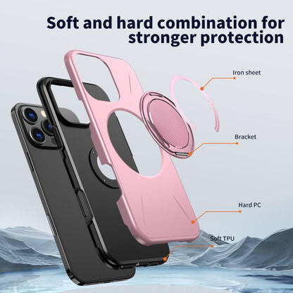 For iPhone 16 Pro Kalebol Magnetic MagSafe Rotation Holder PC Phone Case(Pink) - iPhone 16 Pro Cases by Kalebol | Online Shopping UK | buy2fix