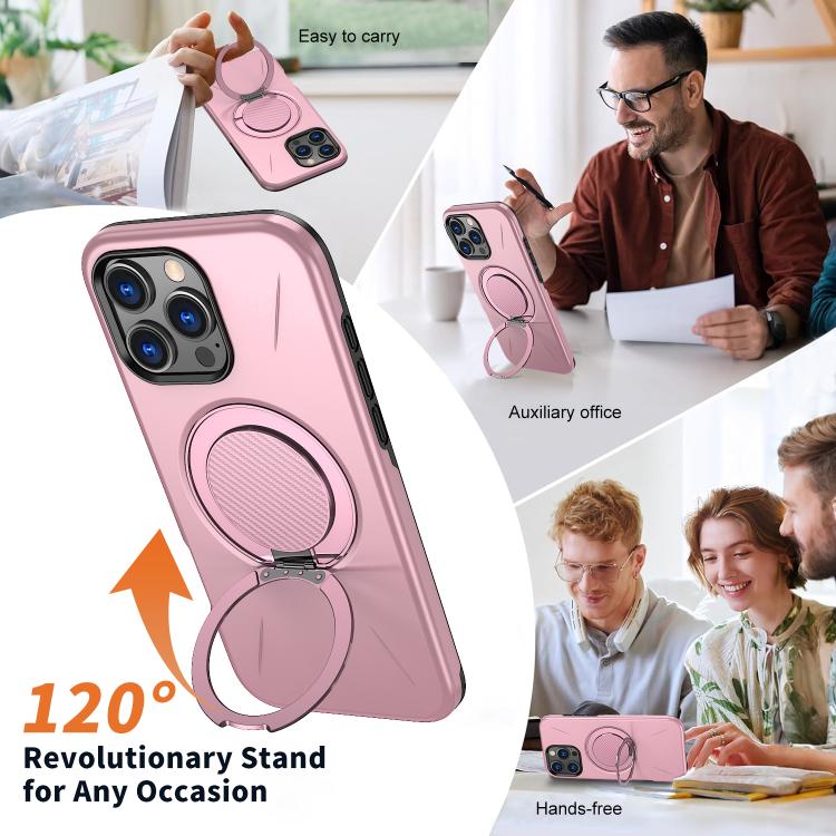 For iPhone 16 Pro Kalebol Magnetic MagSafe Rotation Holder PC Phone Case(Pink) - iPhone 16 Pro Cases by Kalebol | Online Shopping UK | buy2fix