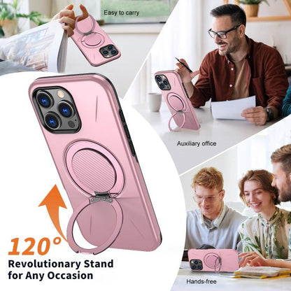 For iPhone 16 Pro Kalebol Magnetic MagSafe Rotation Holder PC Phone Case(Pink) - iPhone 16 Pro Cases by Kalebol | Online Shopping UK | buy2fix