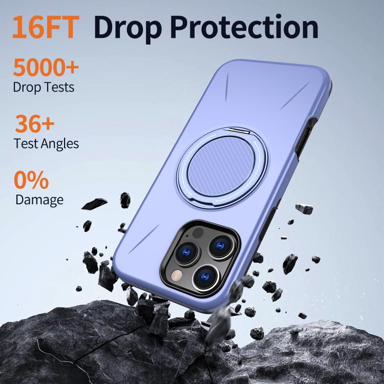 For iPhone 16 Pro Kalebol Magnetic MagSafe Rotation Holder PC Phone Case(Lilac) - iPhone 16 Pro Cases by Kalebol | Online Shopping UK | buy2fix