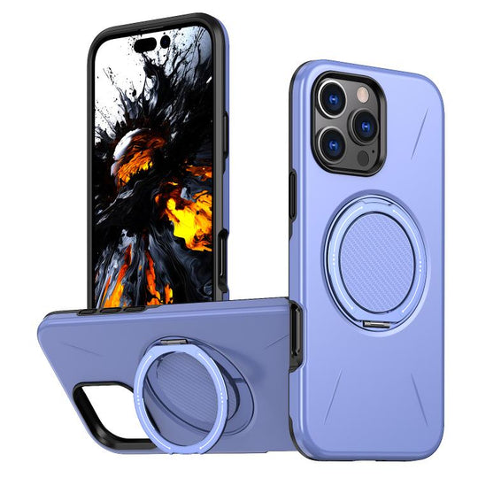 For iPhone 14 Pro Kalebol Magnetic MagSafe Rotation Holder PC Phone Case(Lilac)