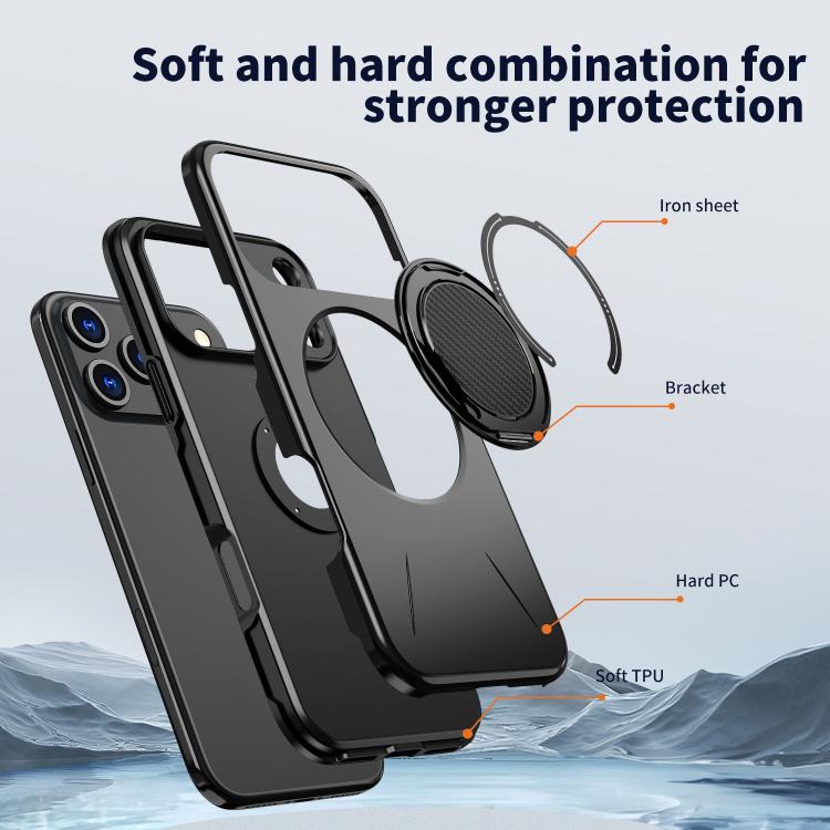 For iPhone 17 Pro Max Kalebol Magnetic MagSafe Rotation Holder PC Phone Case(Black) - iPhone 17 Pro Max Cases by Kalebol | Online Shopping UK | buy2fix