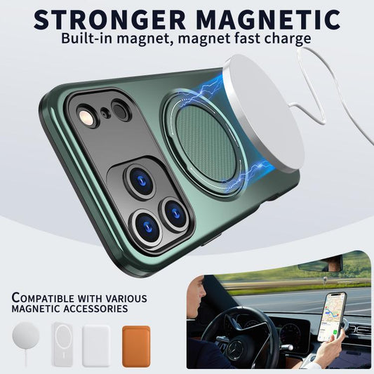 For iPhone 17 Pro Max Kalebol Magnetic MagSafe Rotation Holder PC Phone Case(Grey Green) - iPhone 17 Pro Max Cases by Kalebol | Online Shopping UK | buy2fix