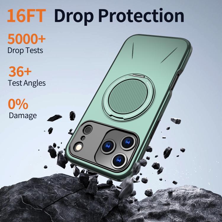 For iPhone 17 Pro Max Kalebol Magnetic MagSafe Rotation Holder PC Phone Case(Grey Green) - iPhone 17 Pro Max Cases by Kalebol | Online Shopping UK | buy2fix