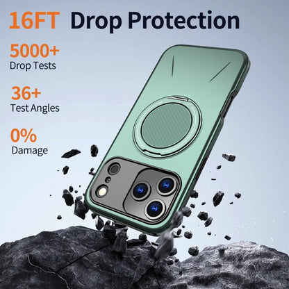 For iPhone 17 Pro Max Kalebol Magnetic MagSafe Rotation Holder PC Phone Case(Grey Green) - iPhone 17 Pro Max Cases by Kalebol | Online Shopping UK | buy2fix