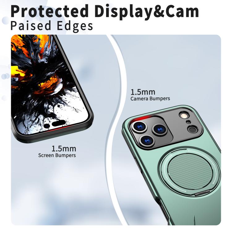For iPhone 17 Pro Max Kalebol Magnetic MagSafe Rotation Holder PC Phone Case(Grey Green) - iPhone 17 Pro Max Cases by Kalebol | Online Shopping UK | buy2fix