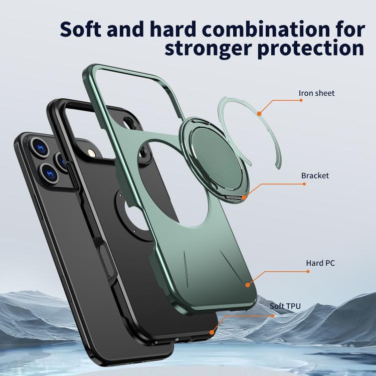 For iPhone 17 Pro Max Kalebol Magnetic MagSafe Rotation Holder PC Phone Case(Grey Green) - iPhone 17 Pro Max Cases by Kalebol | Online Shopping UK | buy2fix