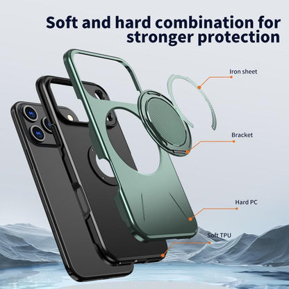 For iPhone 17 Pro Max Kalebol Magnetic MagSafe Rotation Holder PC Phone Case(Grey Green) - iPhone 17 Pro Max Cases by Kalebol | Online Shopping UK | buy2fix