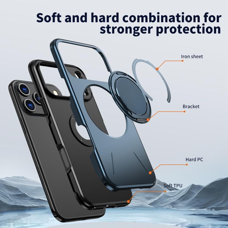 For iPhone 17 Pro Max Kalebol Magnetic MagSafe Rotation Holder PC Phone Case(Blue) - iPhone 17 Pro Max Cases by Kalebol | Online Shopping UK | buy2fix
