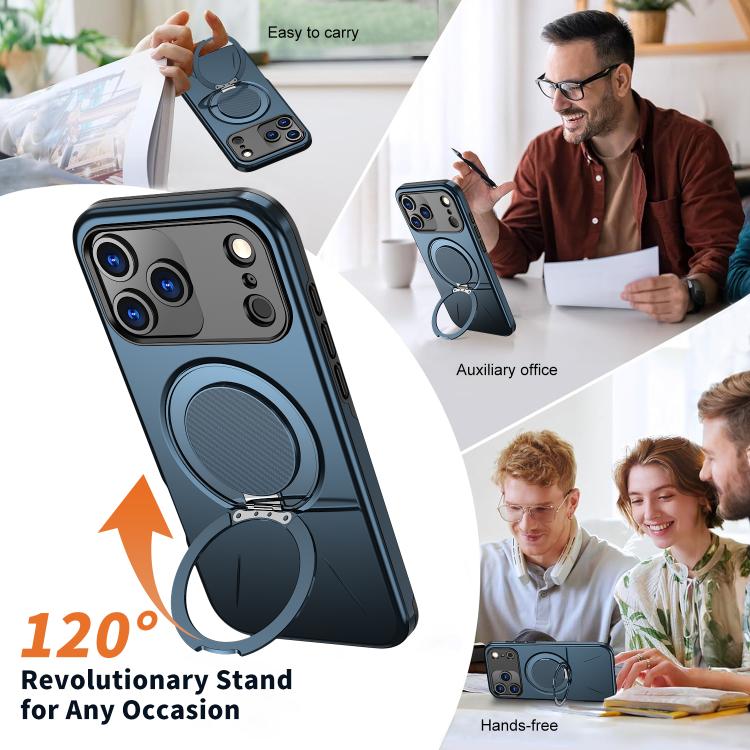 For iPhone 17 Pro Max Kalebol Magnetic MagSafe Rotation Holder PC Phone Case(Blue) - iPhone 17 Pro Max Cases by Kalebol | Online Shopping UK | buy2fix