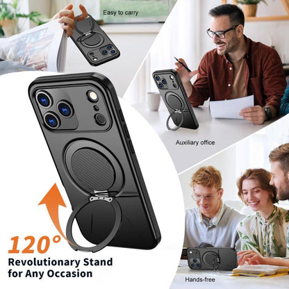 For iPhone 17 Pro Kalebol Magnetic MagSafe Rotation Holder PC Phone Case(Black) - iPhone 17 Pro Cases by Kalebol | Online Shopping UK | buy2fix