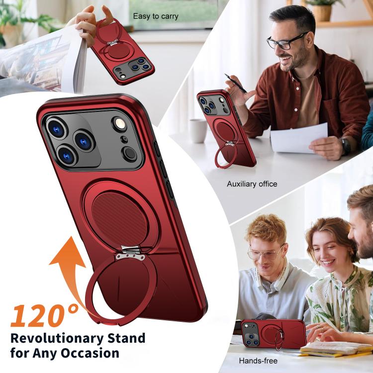 For iPhone 17 Pro Kalebol Magnetic MagSafe Rotation Holder PC Phone Case(Red) - iPhone 17 Pro Cases by Kalebol | Online Shopping UK | buy2fix