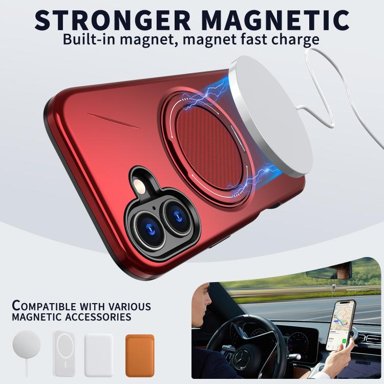 For iPhone 17 Kalebol Magnetic MagSafe Rotation Holder PC Phone Case(Red) - iPhone 17 Cases by Kalebol | Online Shopping UK | buy2fix
