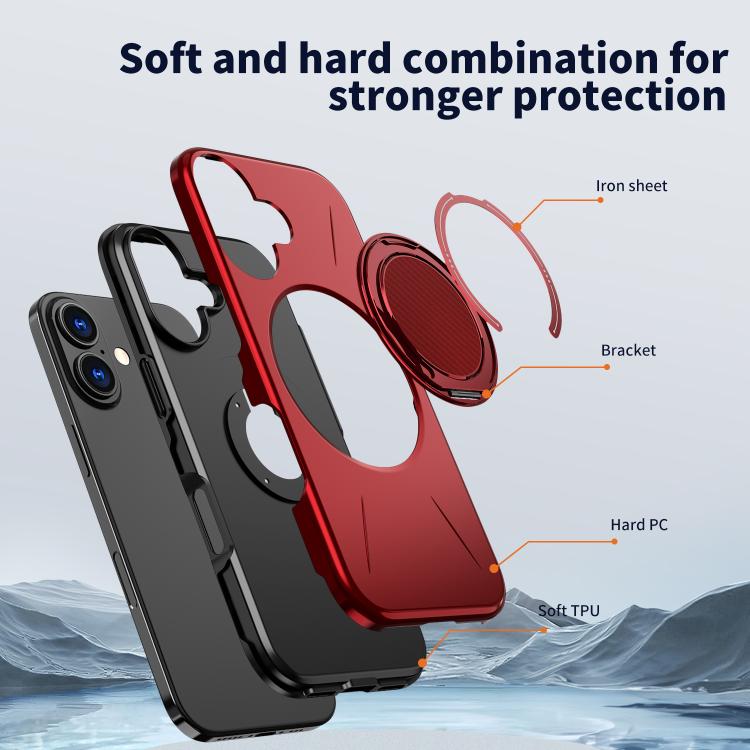 For iPhone 17 Kalebol Magnetic MagSafe Rotation Holder PC Phone Case(Red) - iPhone 17 Cases by Kalebol | Online Shopping UK | buy2fix