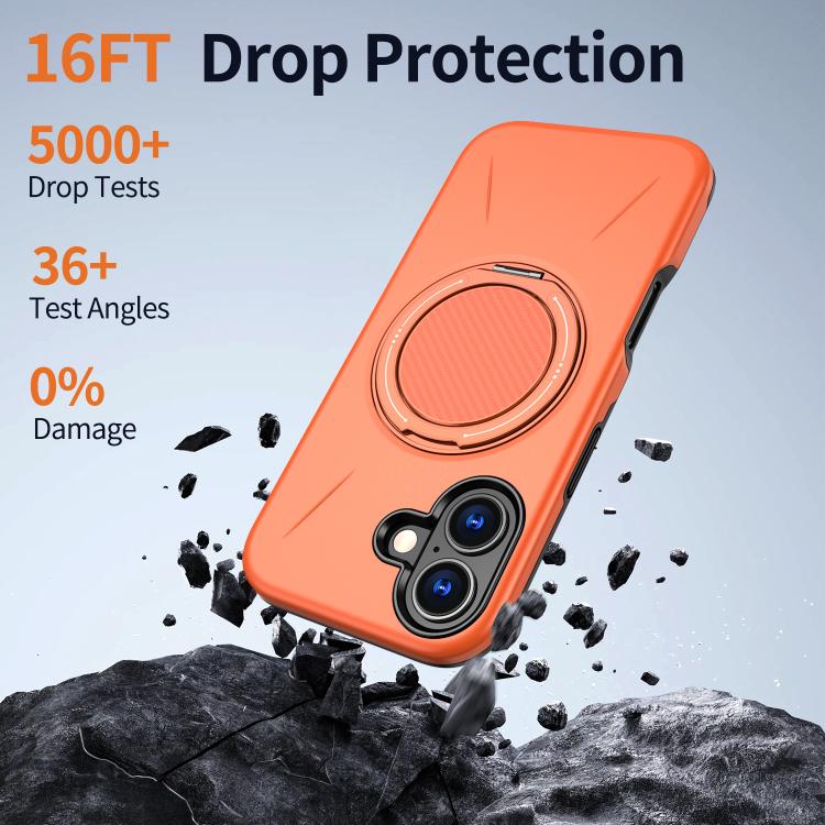 For iPhone 17 Kalebol Magnetic MagSafe Rotation Holder PC Phone Case(Orange) - iPhone 17 Cases by Kalebol | Online Shopping UK | buy2fix