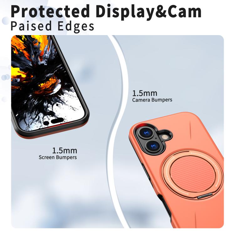 For iPhone 17 Kalebol Magnetic MagSafe Rotation Holder PC Phone Case(Orange) - iPhone 17 Cases by Kalebol | Online Shopping UK | buy2fix