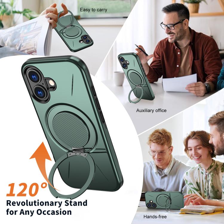 For iPhone 17 Kalebol Magnetic MagSafe Rotation Holder PC Phone Case(Grey Green) - iPhone 17 Cases by Kalebol | Online Shopping UK | buy2fix