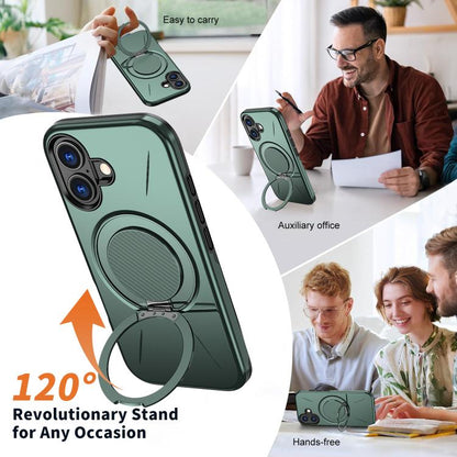 For iPhone 17 Kalebol Magnetic MagSafe Rotation Holder PC Phone Case(Grey Green) - iPhone 17 Cases by Kalebol | Online Shopping UK | buy2fix