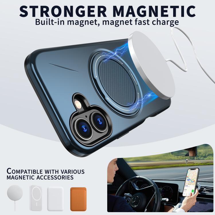 For iPhone 17 Kalebol Magnetic MagSafe Rotation Holder PC Phone Case(Blue) - iPhone 17 Cases by Kalebol | Online Shopping UK | buy2fix