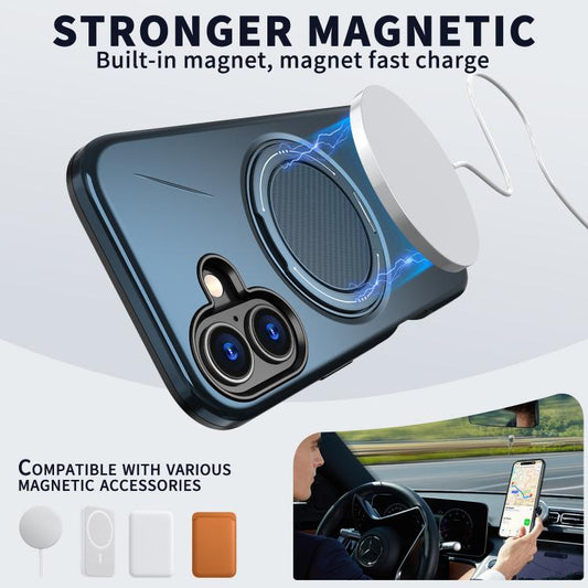 For iPhone 17 Kalebol Magnetic MagSafe Rotation Holder PC Phone Case(Blue) - iPhone 17 Cases by Kalebol | Online Shopping UK | buy2fix