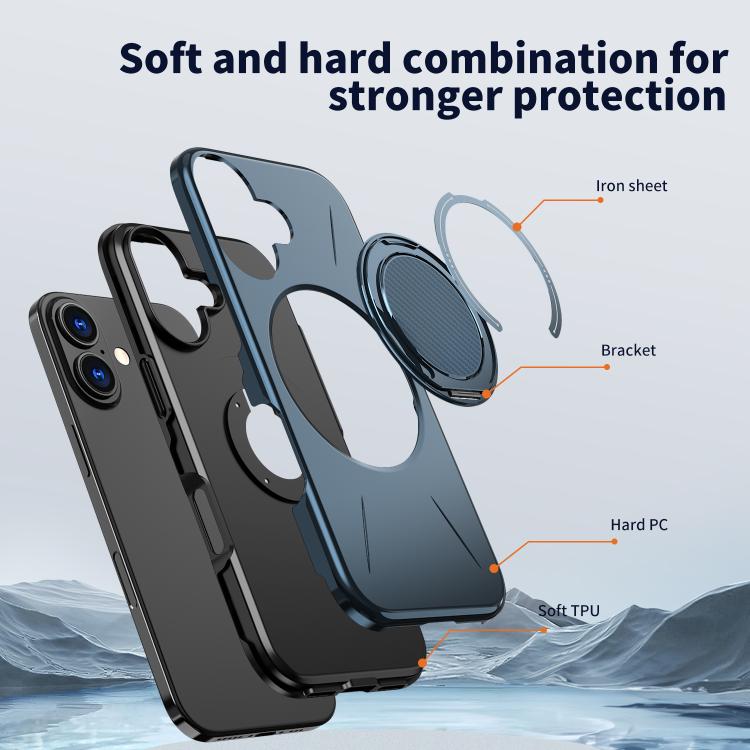 For iPhone 17 Kalebol Magnetic MagSafe Rotation Holder PC Phone Case(Blue) - iPhone 17 Cases by Kalebol | Online Shopping UK | buy2fix