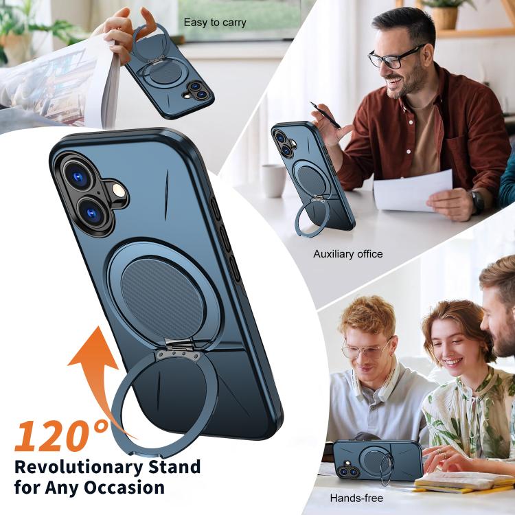 For iPhone 17 Kalebol Magnetic MagSafe Rotation Holder PC Phone Case(Blue) - iPhone 17 Cases by Kalebol | Online Shopping UK | buy2fix