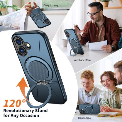 For iPhone 17 Kalebol Magnetic MagSafe Rotation Holder PC Phone Case(Blue) - iPhone 17 Cases by Kalebol | Online Shopping UK | buy2fix