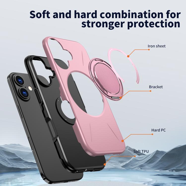For iPhone 17 Kalebol Magnetic MagSafe Rotation Holder PC Phone Case(Pink) - iPhone 17 Cases by Kalebol | Online Shopping UK | buy2fix