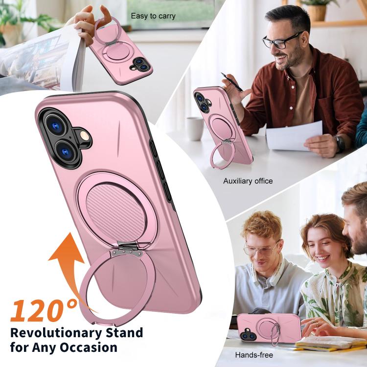 For iPhone 17 Kalebol Magnetic MagSafe Rotation Holder PC Phone Case(Pink) - iPhone 17 Cases by Kalebol | Online Shopping UK | buy2fix