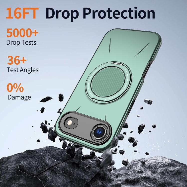 For iPhone 17 Air Kalebol Magnetic MagSafe Rotation Holder PC Phone Case(Grey Green) - iPhone 17 Air Cases by Kalebol | Online Shopping UK | buy2fix