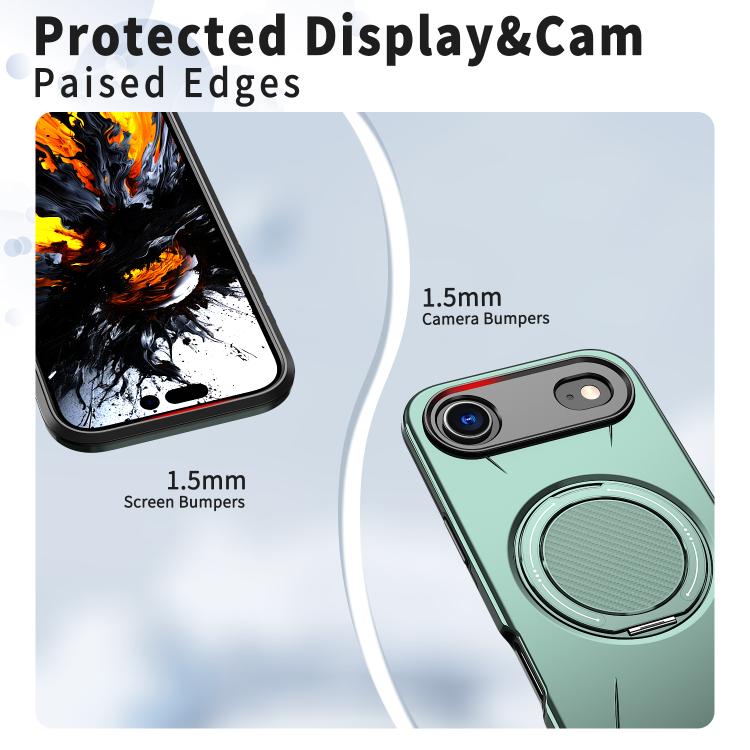 For iPhone 17 Air Kalebol Magnetic MagSafe Rotation Holder PC Phone Case(Grey Green) - iPhone 17 Air Cases by Kalebol | Online Shopping UK | buy2fix