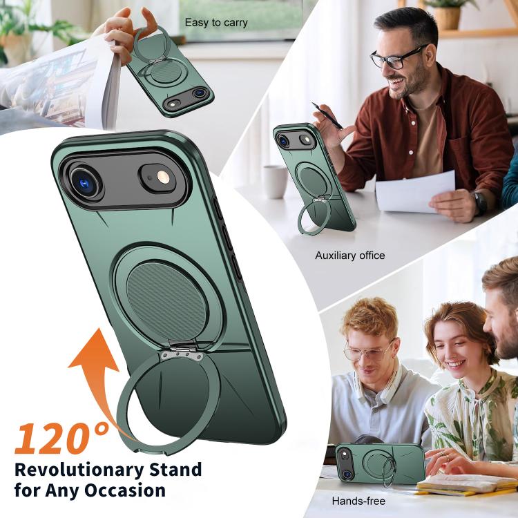 For iPhone 17 Air Kalebol Magnetic MagSafe Rotation Holder PC Phone Case(Grey Green) - iPhone 17 Air Cases by Kalebol | Online Shopping UK | buy2fix