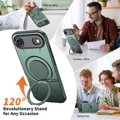 For iPhone 17 Air Kalebol Magnetic MagSafe Rotation Holder PC Phone Case(Grey Green) - iPhone 17 Air Cases by Kalebol | Online Shopping UK | buy2fix